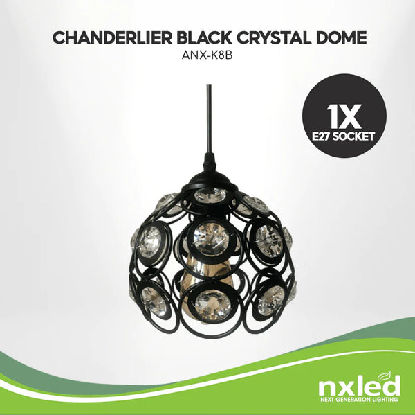 Nxled Chandelier Black Crystal Dome (ANX-K8B)