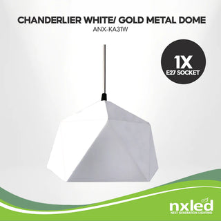 Nxled Chandelier White/Gold Metal Dome (ANX-KA31W)